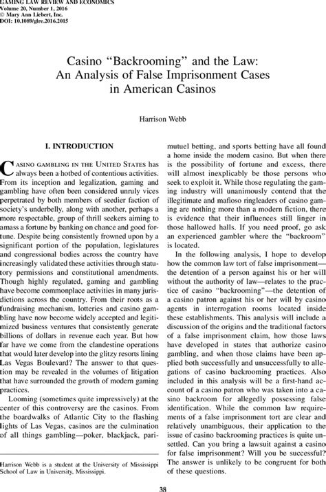 Casino “Backrooming” and the Law: An Analysis of False .